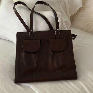 Vintage Claudia Brown Genuine Leather Tote Bag made in Italy